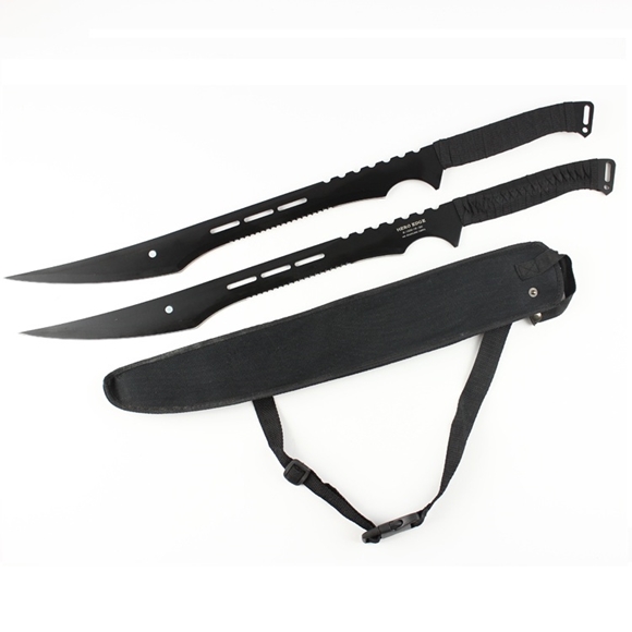 Black Full tang Ronin Katana blade Rthomas Ninja Machete W/ Nylon case Sword 