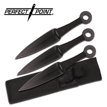 Picture of Nine Inch Black Kunai Ninja Throwing Knife Set