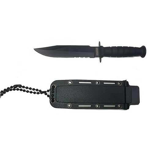 Serrated Blade Black Neck Knife With Sheath For Sale | All Ninja Gear ...