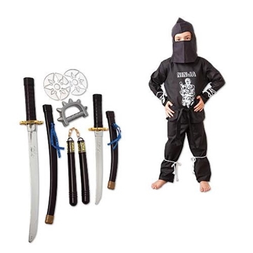 Picture of Kid's Ninja Costume With Safe Ninja Weapons