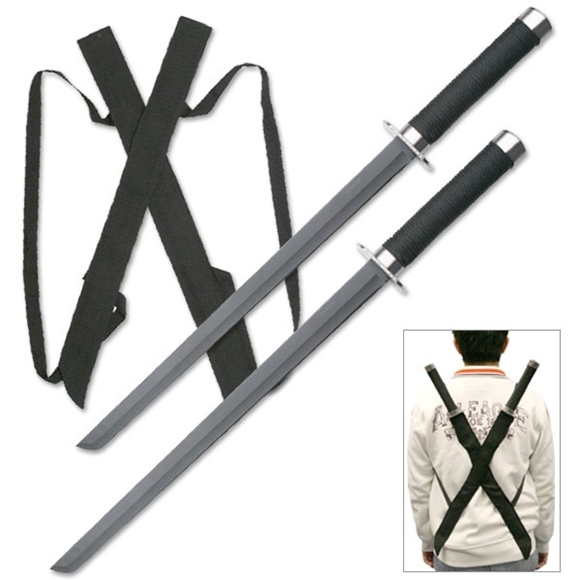 Ninja Swords w/ Stainless Steel Dual Blades Interlock New Assassin Master 2 IN 1 